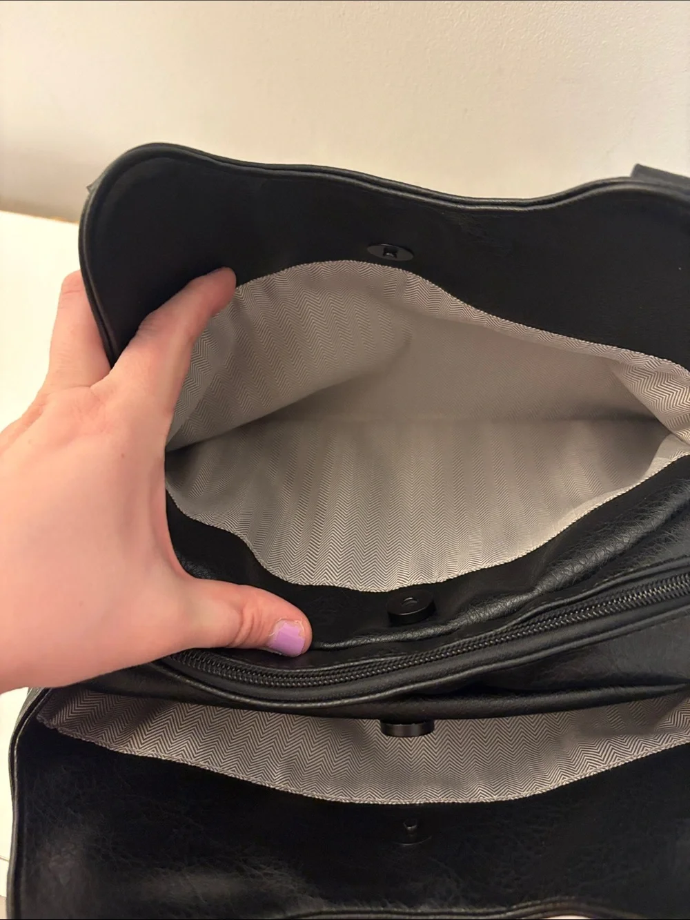 Classic Black Leather Shoulder Bag